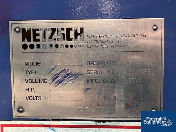 Netzsch #LMZ2, media mill, 2 L jacketed bowl, 10 HP w/ controls & base, 2000 - Image 2