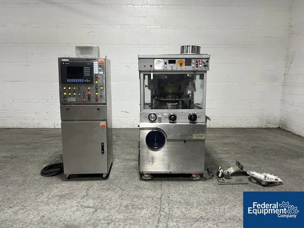 Manesty #UNIPRESS-TCS, rotary tablet press, single layer, 34 station, B tooled, 3240 tablets/min, w/ parts - Image 1