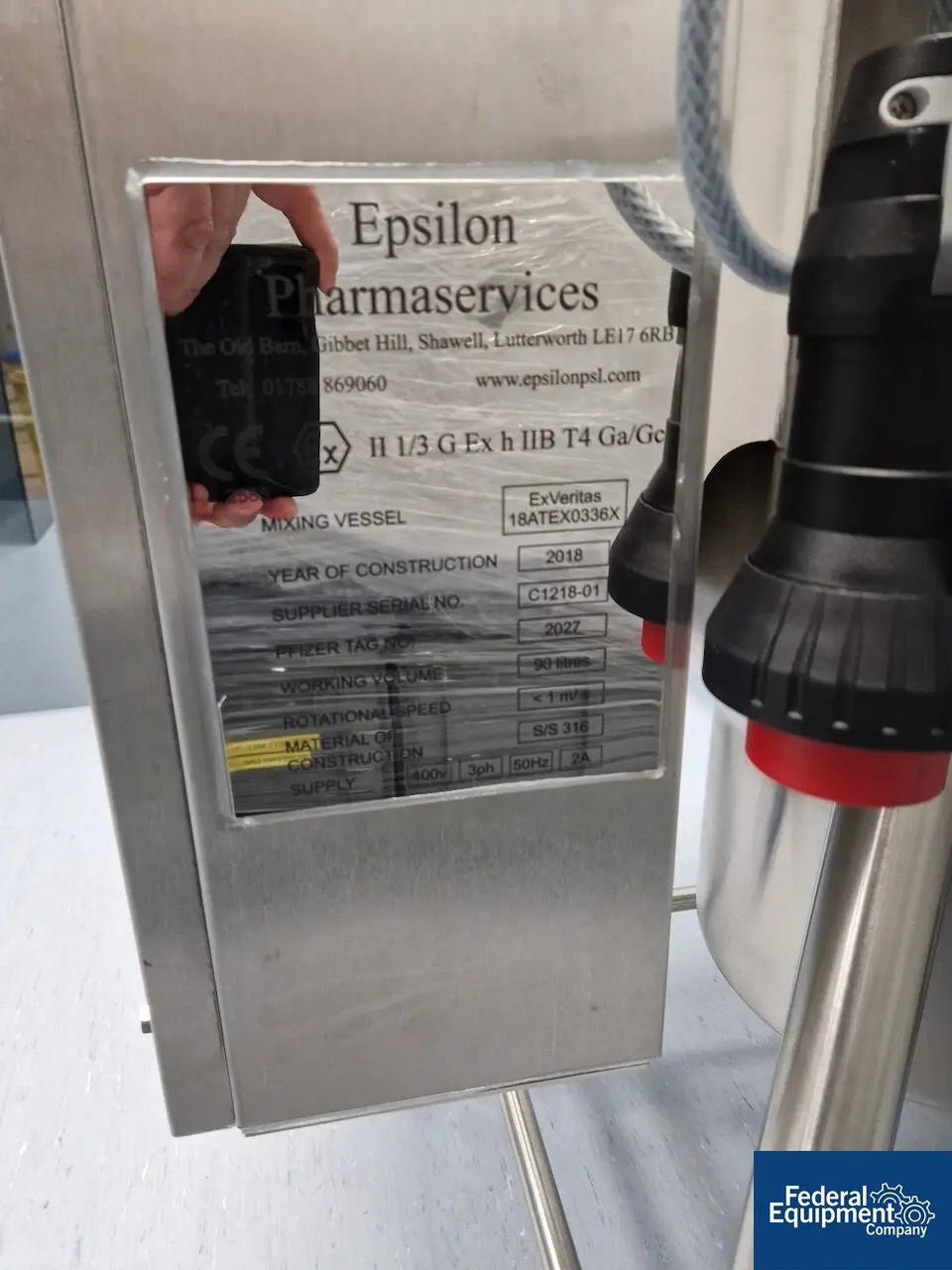23 gallon Epsilon Pharmaservices #C1218, Stainless Steel, propeller agitator, 400 V., 2018 - Image 2