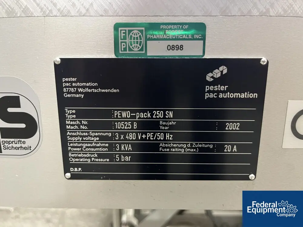 Pester #PEWO-pack-250-SN, bundler, 480 V., 2002 - Image 2