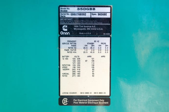 35 KW Cummins #4B3.9-G2, diesel generator, 277/480 Volts - Image 6