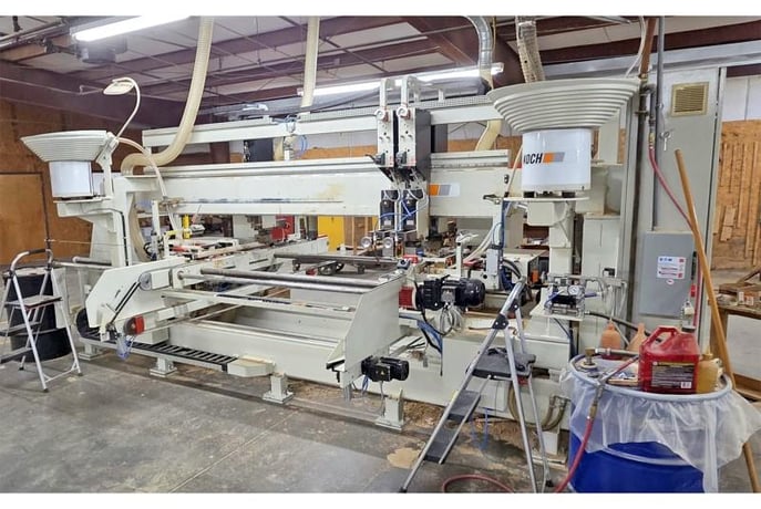 Koch #SBD-B, feed thru double end trim, bore & dowel boring machine, 1.18" x 9.8" x 98.4" capacity, 2005 - Image 5