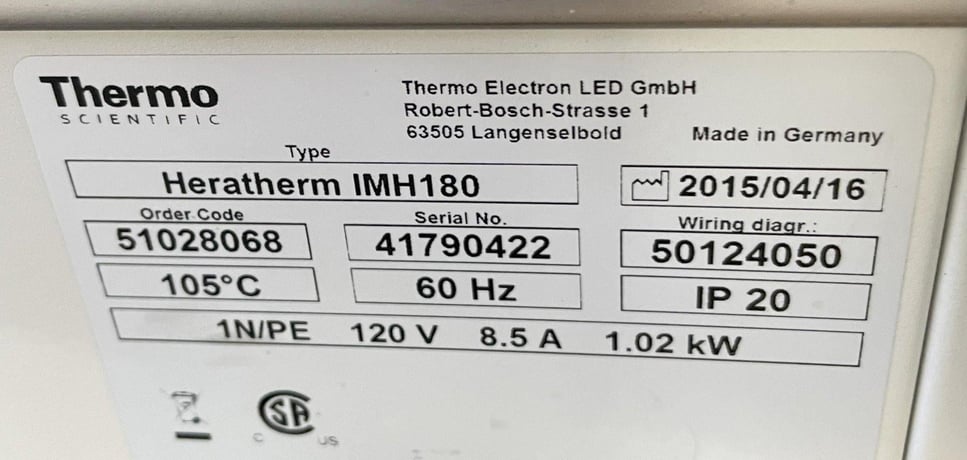 Thermo Scientific #Heratherm-IMH180, benchtop incubator, 6.3 cu.ft. capacity, 105°C, 2015 - Image 6