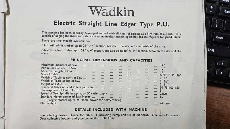 Wadkin #PU1319, heavy duty straight line rip saw, 81" x 60" table, 4 speed motor drives - Image 4
