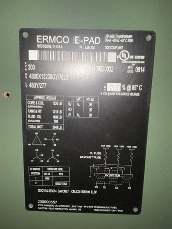 300 KVA 4800 Delta Primary, 480Y/277 Secondary, 3 phase, Padmount Transformer - Image 1
