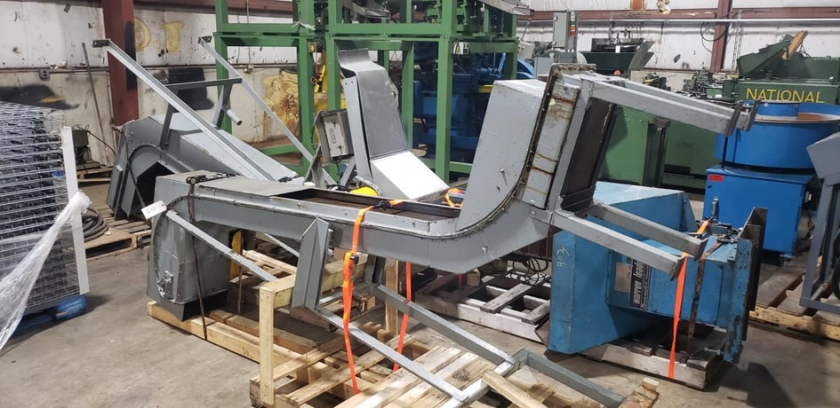 11" wide, Loading Parts Conveyor, magnetic, 23" L entry at bottom, 100" exit height - Image 1
