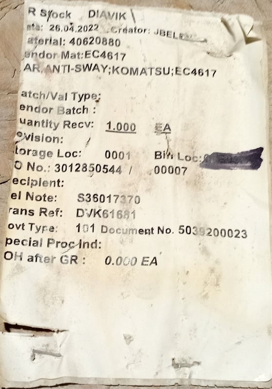 Komatsu #EC4617, Anti-Sway Bar - Image 2