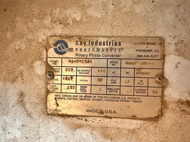50 HP Kay Industries #MA-8, CNC dynamic converter, 480 Volts - Image 2