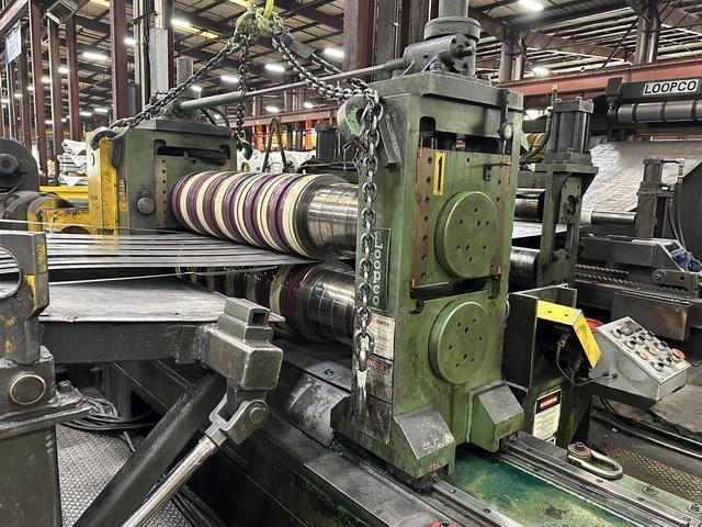 60" x 9.5" Braner Loopco, dual head slitting line, 50000 lb., .030"-.250" thickness, hydraulic expansion - Image 1