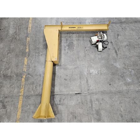 2 Ton, Gorbel #FS300-14-12, free standing jib crane, 10' span, 97" trolley, 13'10" HUB, coffing hoist - Image 2