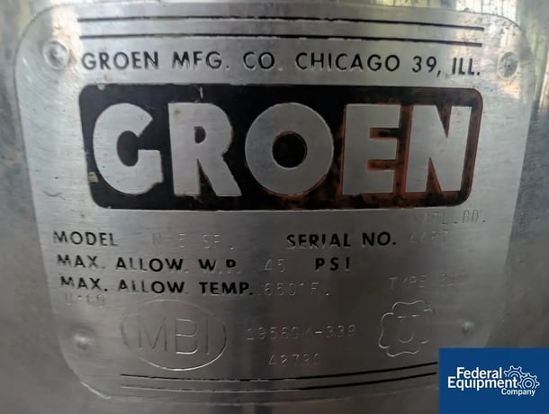 5 gallon Groen #5SP, Kettle, Stainless Steel, jacketed for 45 psi at 650° f, on legs - Image 2