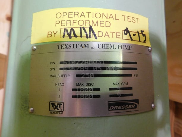 Dresser Texsteam #61022ABW31, Reciprocating Chemical Injection Pump, 9 GPM, 250 psi, 1800 max Disc., New - Image 2