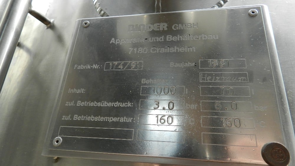 BINDER melting tank 1,000 liters - Image 5