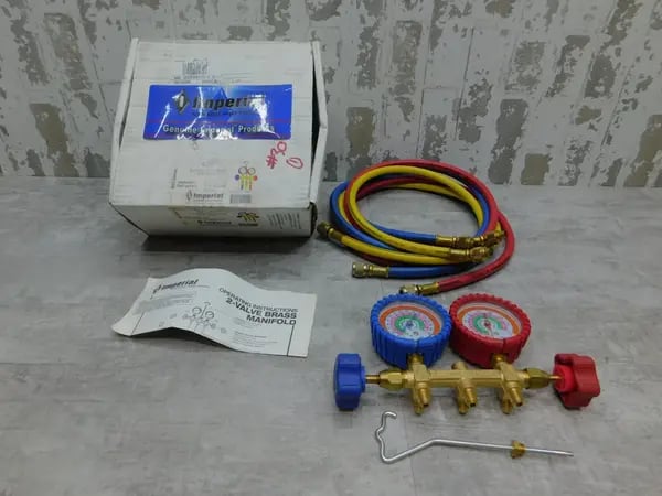 NEW Imperial Tool 421C, 2 Valve Manifold Gauge, Brass, (3) 60" Hose NEW A/C - Image 5