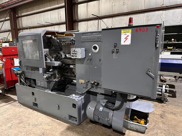 Wickman #1-3/4" 6 spindle, electromagnetic clutch, stock reel & stand, threading, serial #16814 - Image 1