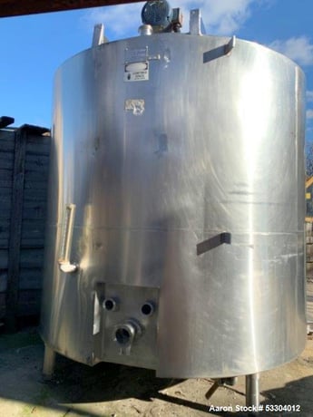 600 gallon Chester-Jensen, Mix Tank, Stainless Steel, Vertical, Top entering agitato, Sidewall baffle, Side - Image 1