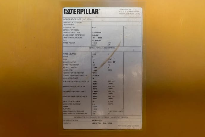 800 KW Caterpillar #C27, diesel generator, 277/480 Volts, 122 hours, 2019 - Image 6