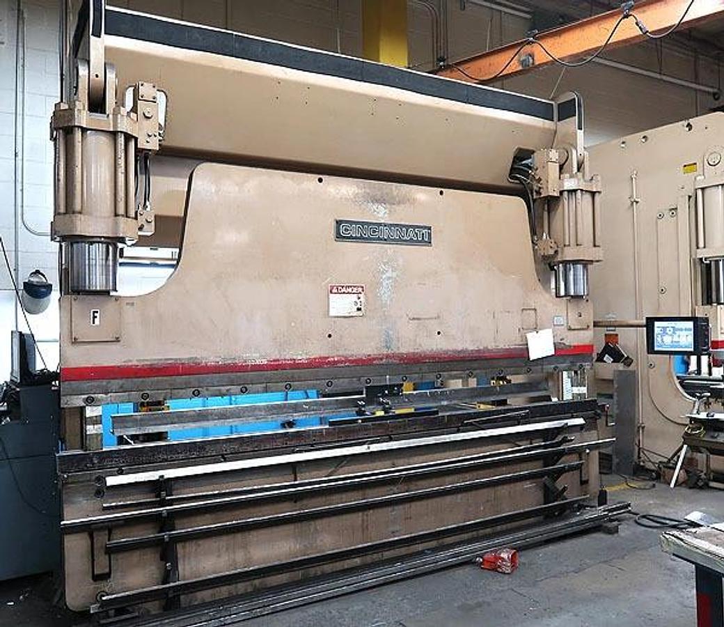 350 Ton, Cincinnati #CBII350, CNC press brake, 12' overall, 150" between housing, 16" stroke, 10" throat, 24" - Image 1