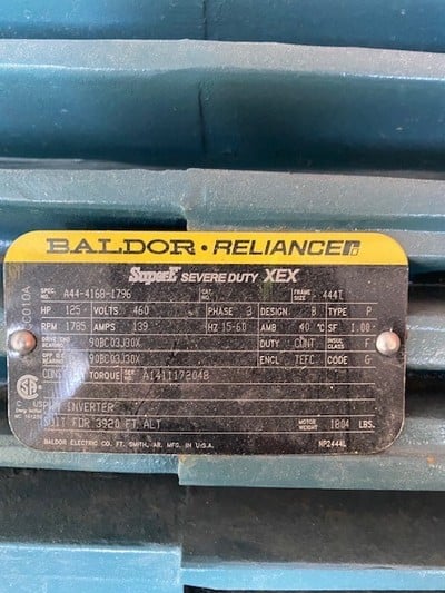 125 HP Ariel #JGQ/2, reciprocating compressor, 125 HP @ 1785 RPM Baldor A44-4168-1796, 1 stage, 2015 - Image 7