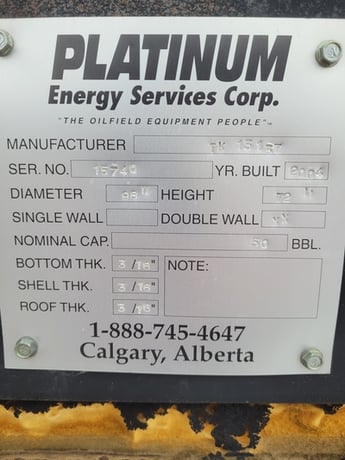 50 bbl Double Wall Storage Tank, 2004 - Image 2