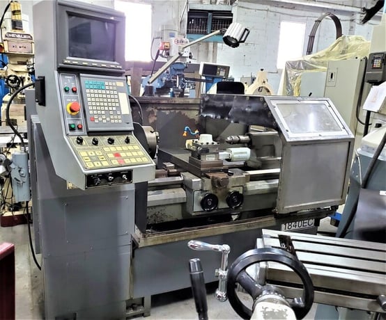 Extron #1840EC, CNC lathe, 3-Axis, 18-1/8" swing, 9-1/2" swing over cross slide, 40" centers - Image 1