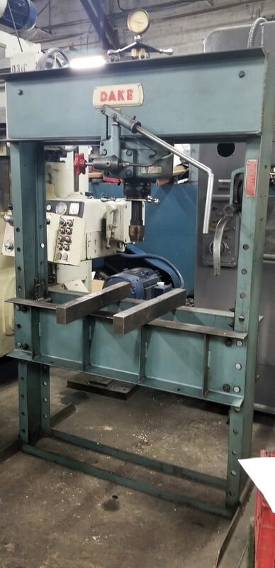 75 Ton, Dake #75H, H-frame arbor press, 44" btwn uprights, 7" screw travel, 4-1/2" ram travel - Image 1