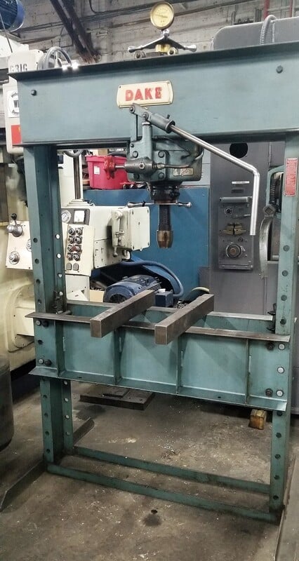 75 Ton, Dake #75H, H-frame arbor press, 44" btwn uprights, 7" screw travel, 4-1/2" ram travel - Image 3