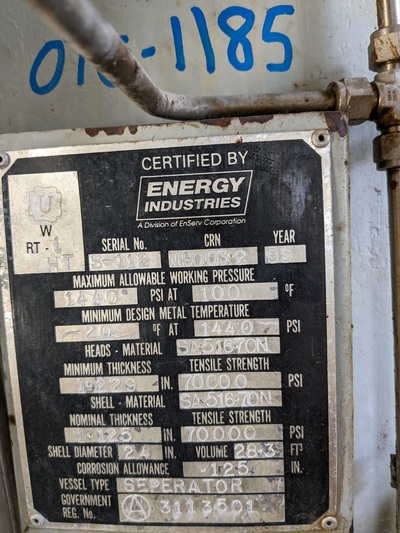 24" Sour Vertical Separator, 1440 psi, 1995 - Image 2