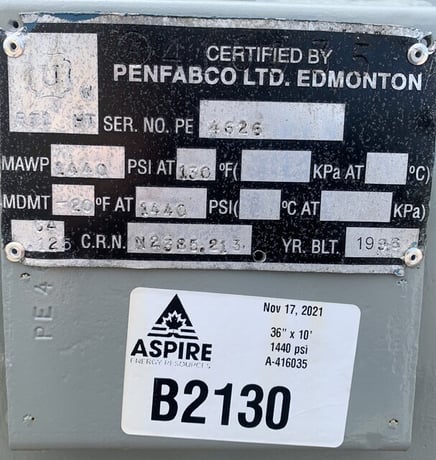 36" Sour Horizontal Separator 3-phase, 1440 psi, 1996 - Image 5