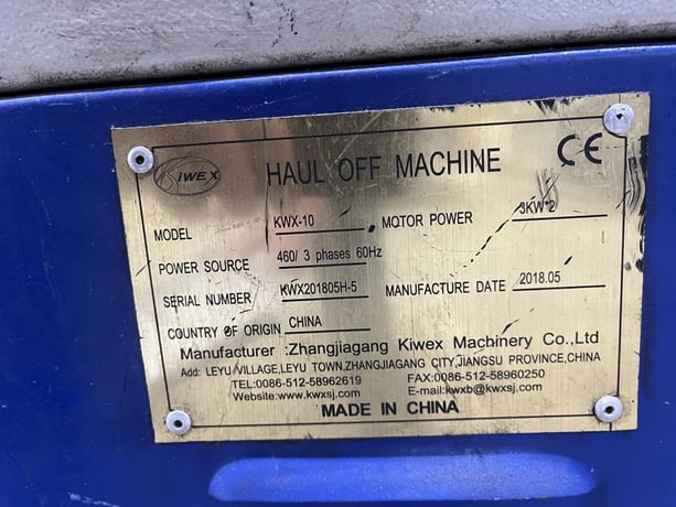 Kiwex #KWX-10, Belt Puller, (2) 7" width x 60" L Belts, (2) 3 kW, 460 V, 2018 - Image 4