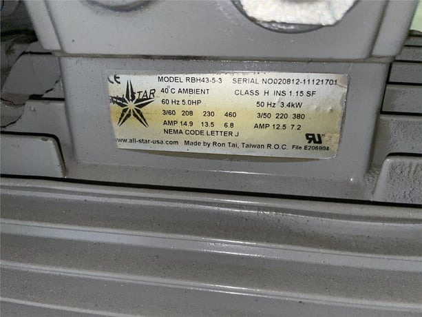 Novatec #VRB-5D, Blower, 5 HP, 6.8 Amps, 460 V, 2013 - Image 6