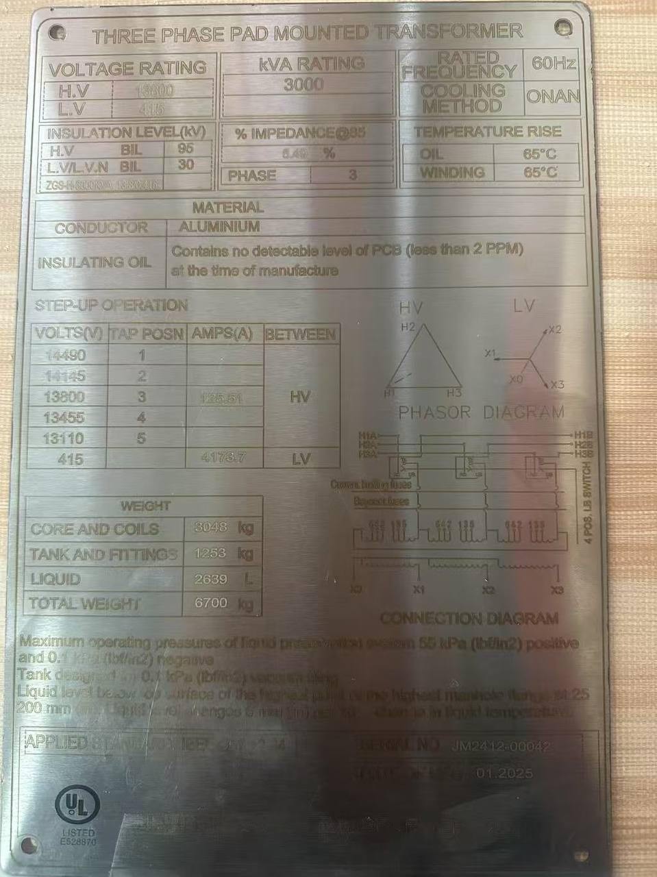 3000 KVA 13600 Primary, 415 Secondary, Pad-Mounted Transformer - Image 3