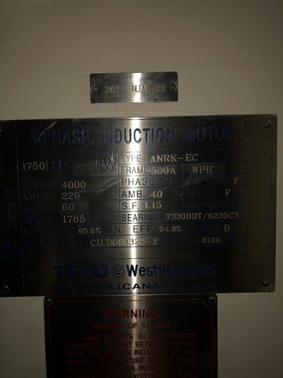 1750 HP 1785 RPM Teco Westinghouse, Frame 500A (2 available) - Image 4