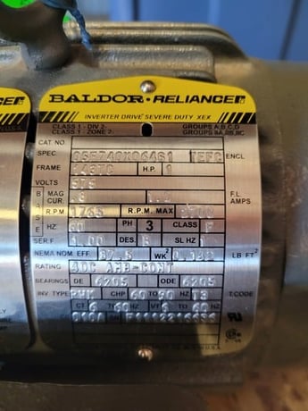 1 HP 2700 RPM Baldor #05F740X06461, Frame 143TC, TEFC, 2012 - Image 2