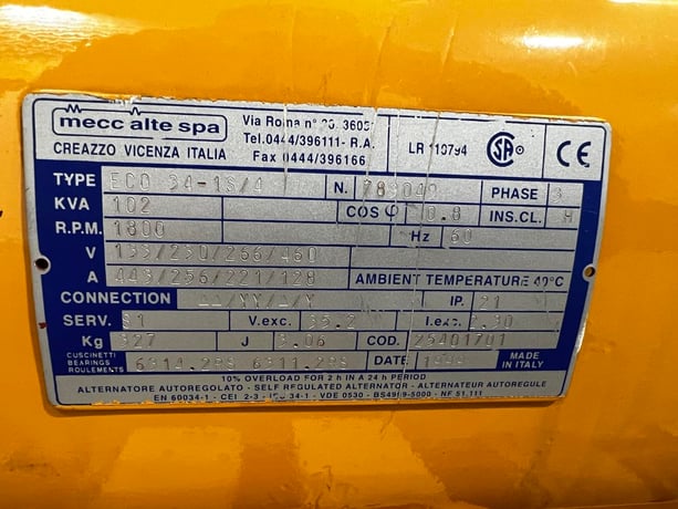 75 KW, Mecc Alte Spa #ECO-34-13/4, generator end, sound attenuated enclosure, 12 wire, 11-1/2" industrial - Image 7