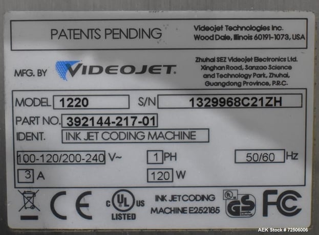 Videojet #1220 Continuous Inkjet Printer, High-Speed Coding, print 1 to 5 lines of print at speeds up to 533 - Image 9