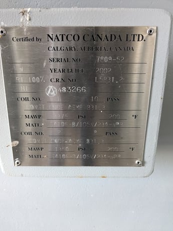 1.5 MMBTU/hr Natco, Sour Line Heater, 24" x7' 6" Sour Separator, 3" coil diameter, 3375 psi, 200&deg;F, 2002 - Image 5