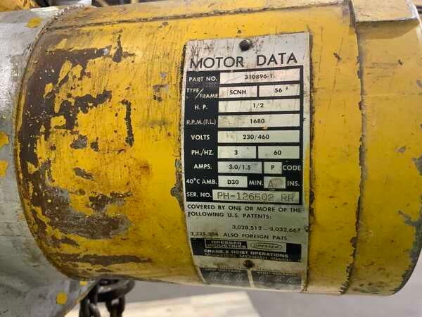2 Ton, Budgit, power chain hoist, 10' lift, 220/440 V., 3 phase - Image 3