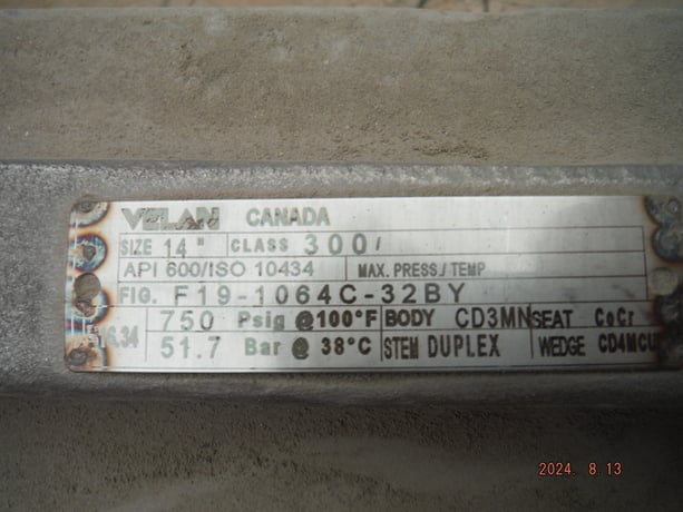 14" Velan, Gate Valve, 300# class - Image 2