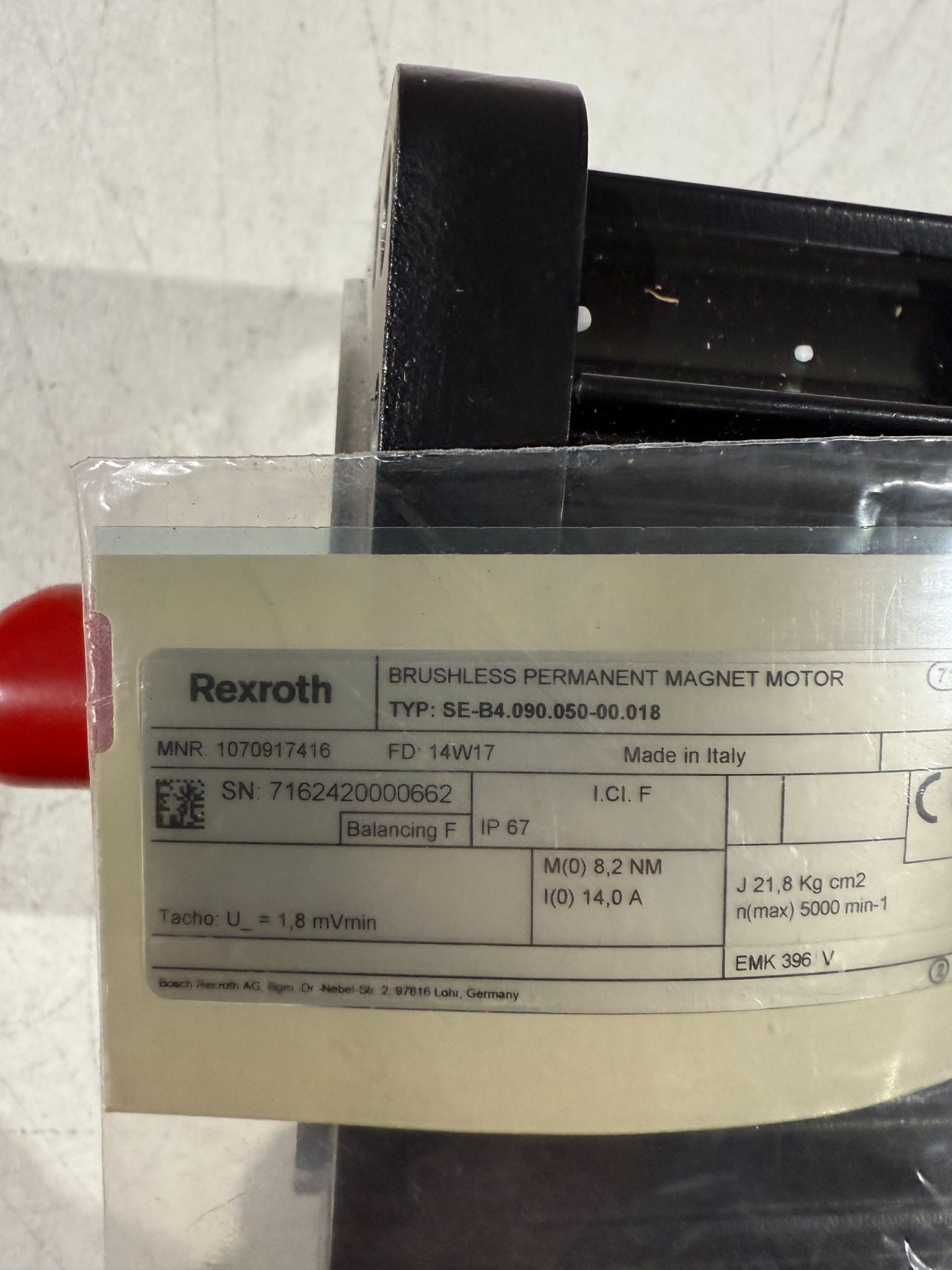 Rexroth #SE-B4.090.050-00.018, Servo Motor, 5000 RPM, no box, New - Image 4