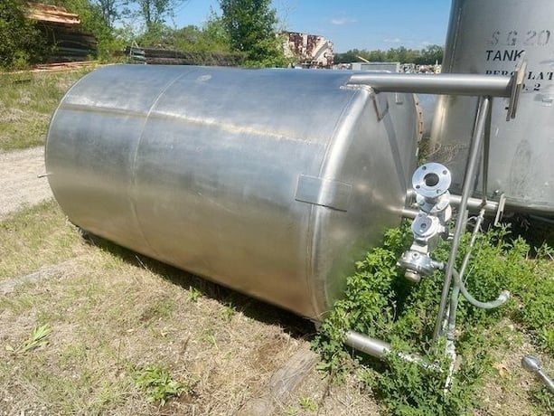 1000 gallon Perry Products, Stainless steel tank, 60" dia. x 86" straight side, dished top, slight cone bottom - Image 7