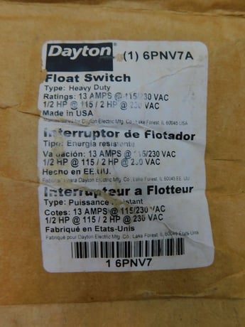 Dayton Float Switch, 6PNV7A, 110/230V, 20' Cord, 13A, new - Image 3