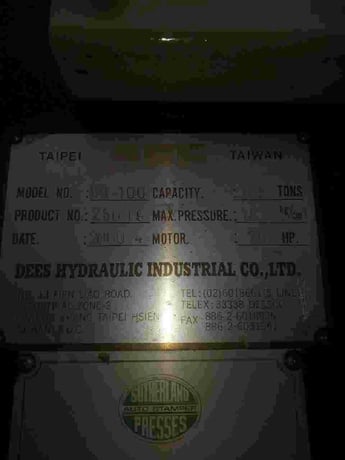 100 Ton, Sutherland #SPC, Auto Stamper Hydraulic Press, 2001 - Image 4