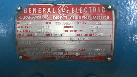 7 HP 1750/2300 RPM General Electric 5C0163JA006A003, Frame C0258AT, TEFC, 500 VA - Image 2