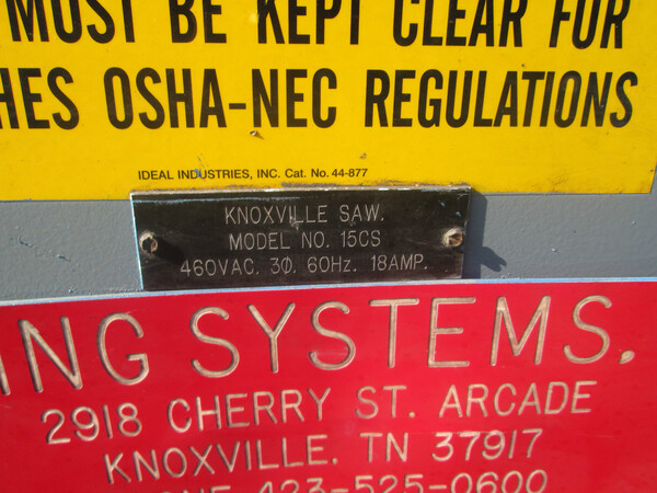 Sawing Systems Inc. #15CS, 15 HP Diamond Blade 24" Chop Saw, S/N 95-876, 1995 - Image 4