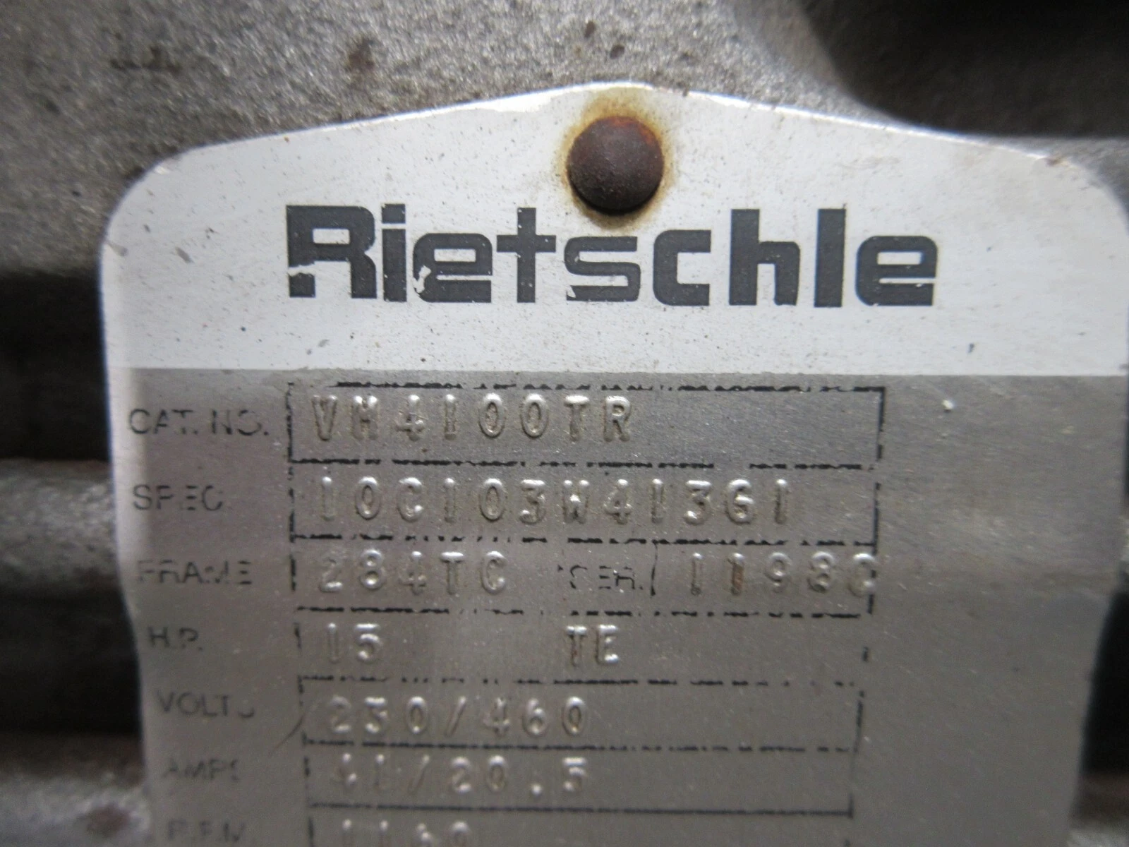 Rietschle #VM4100TR / D-79650, Vacuum pump, 15 HP, 230/460 V., 1160 RPM - Image 6