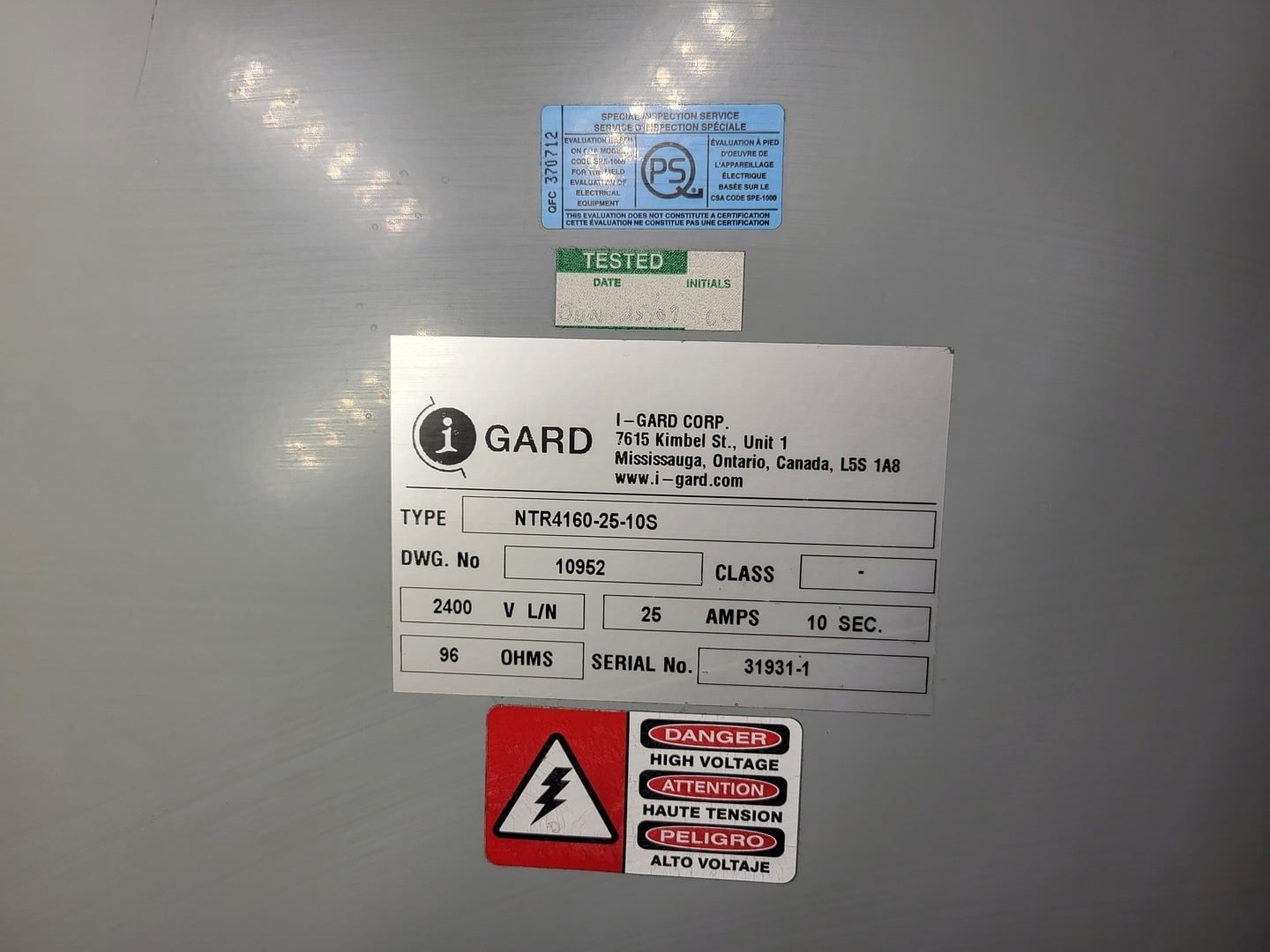 25 Amp. General Electric Industrial Systems i Gard, NTR4160-25-10S Break Master, 2400 Volts - Image 2