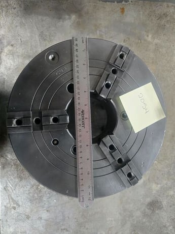 12" Skand Sweden Fabricks #AB, 3-jaw lathe chuck, 4"hole, D1-6 mount, 2 pc adjustable jaws - Image 1