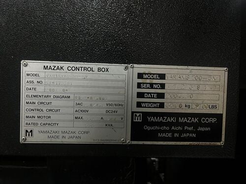 Mazak #Variaxis-500-5X, CNC vertical machining center, 120 automatic tool changer, 20" X, 20" Y, 18.1" Z - Image 7