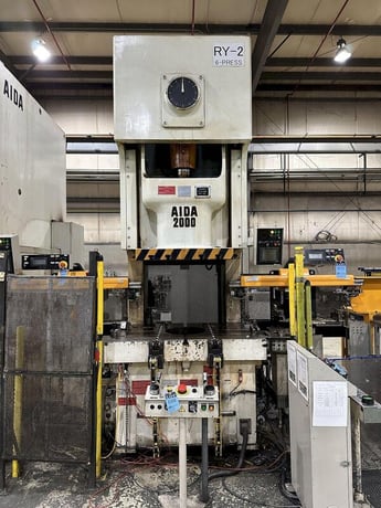 200 Ton, Aida #NC1-2000(2)E, single crank gap frame press, 54.7" x 33.1" bed, 9.84" stroke, 25-50 SPM, 4.33" - Image 2